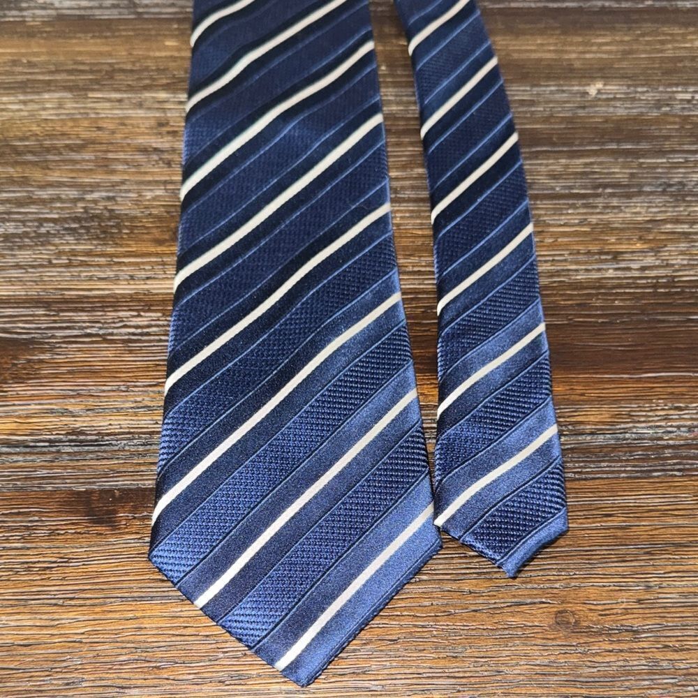 Donald J Trump Classic Striped Blue Tie Silk